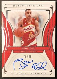 【 99枚限定 On Card Auto 】Spud Webb 2020-21 National Treasures Definitive Ink /99 直筆サインカード ホークス Dunk Champ NBA