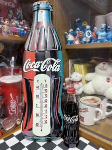 ★Coca-Cola Coke コカコーラ　 ビンテージ雑貨　 ボトル型ブリキ温度計