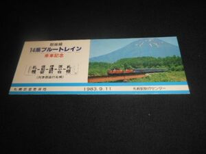 国鉄　胆振線（廃線）　14系ブルートレイン　乗車記念券　1983年　送料94円