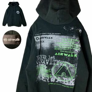 グッドデザイン古着！AIRWALKグラフィックプリントスウェットパーカーゆったり