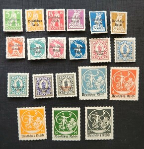ドイツ 1920年 通常 バイエルン切手に加刷 20種完 OH