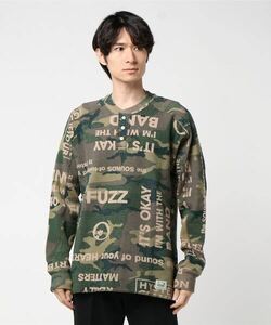 【HYSTERIC GLAMOUR ヒステリックグラマー】ヘンリーネック総柄長袖TシャツL 日本製 保温性に優れたサーマル地ボディ 限定 人気アイテム