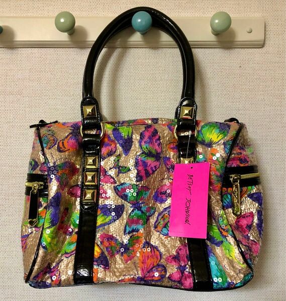 ★☆BetseyJohnson バタフライ スパンコール ミニボストンバッグ★☆