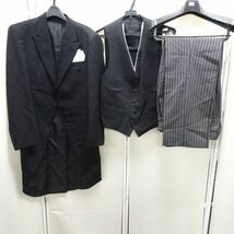 tyys 1032-1 183 KIRK MEN'S FORMAL 燕尾服 モーニング 3点セット コート&パンツ&ベスト タキシード 結婚式 サイズS_画像1