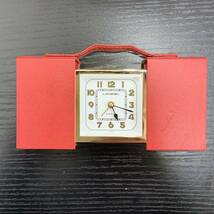 4993 LANCEL ランセル 小物 時計 ミニ時計 置時計 レディース ゴールドカラー 赤 RED レッド 箱付_画像1