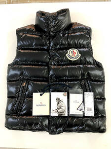 モンクレール チベット シャイニー ブラック サイズ1 デカロゴ ワッペン コミックラベル アニメタグ ダウンベスト MONCLER TIBET 43302