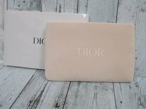 6【バッグ】　Dior ディオール　ポーチ　ベルベット　ベロア　ベージュ　ノベルティ？　保管品
