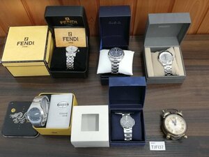 TJFI37　腕時計　置き時計　ジャンク品　部品取り　おまとめ6点　FENDI　FOSSIL　など　※追加写真あり