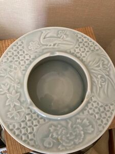蔵出し　昭和レトロ　陶器　灰皿　花瓶　直径21cm used 