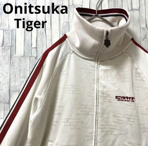 Onitsuka Tiger オニツカタイガー ジャージ 上 トラックジャケット M シンプルロゴ ワンポイントロゴ 長袖 2ライン アシックス レディース
