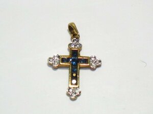 ★可愛い■ポンテヴェキオ■ペンダントトップ■サファイア合計０．３４ｃｔ/ダイヤ合計０．０６ｃｔ■K１８■１．６グラム■中古品★