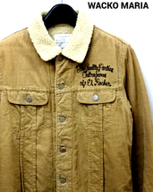 M【WACKO MARIA CORDUROY BOA JACKET BEIGE ワコマリア コーデュロイ ボア ジャケット ベージュ】_画像1