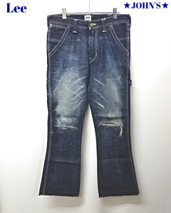 M【Lee JOHN'S DENIM FLARE PAINTER PANTS 95208 ジョンズクロージング リー デニムパンツ フレア ブーツカット ペインターパンツ ダメージ