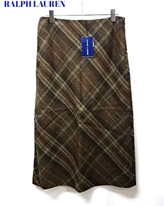 レディース 7 未使用 ¥34,650【RALPH LAUREN WOOL CHECK SKIRT ウール チェックスカート ラルフローレン スカート 遠鉄百貨店購入 女性用】