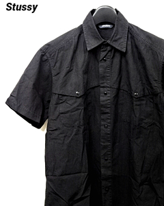 S【Stussy S/S Shirt Black MADE IN U.S.A. USA ステューシー 半袖シャツ アメリカ製 米国製 オールド ブラック シャツ】