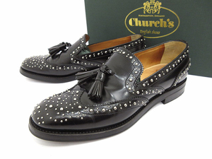 チャーチ CHURCH'S ローファー シューズ タッセル スタッズ TAMARYN 2 ブラック size 37.5 24.5cm