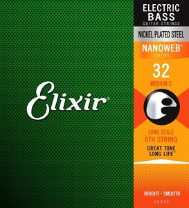 バラ弦 Elixir Nanoweb #15332 High-C .032 エリクサー コーティング弦 ベース弦