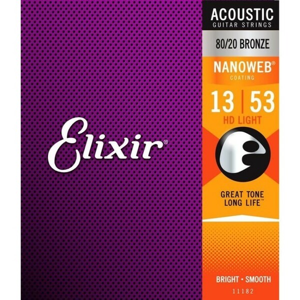 Elixir Nanoweb #11182 HD Light 013-053 80/20 Bronze エリクサー コーティング弦 アコギ弦