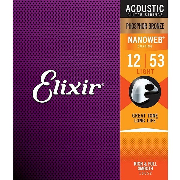 Elixir Nanoweb #16052 Light 012-053 Phosphor Bronze エリクサー コーティング弦 アコギ弦