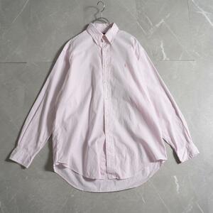 ラルフローレン　90s 長袖シャツ　ピンク　ストライプ　YARMOUTH　Ralph Lauren コットンシャツ　古着　アメカジ