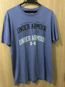 【中古】アンダーアーマー Under Armour Tシャツ トレーニング ブルー MD L相当 胸囲49㎝ シミ有 ジム