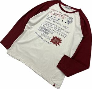 Levi's RED TAB ☆ 長袖 ラグラン Tシャツ ラグランT レッド ホワイト XL スポーツ アメカジ ストリート 古着 人気 定番 リーバイス■S2887