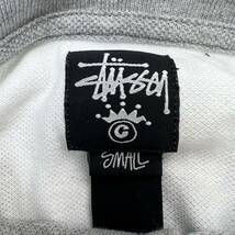 STUSSY ☆ ホワイト グレー 太 ボーダー 半袖 ポロシャツ S オールド アメカジ ストリート 90sスタイル 古着 人気 ステューシー■FE253_画像6