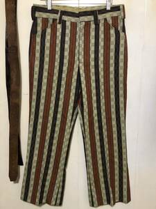 70's KORATRON マルチストライプ織り柄 フレアスラックス コラトロン permanent press vintage slacks ビンテージ