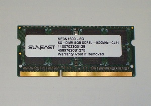 ◆SUNEAST製 PC3L-12800 (DDR3L-1600) 204pin 8GB 完動品 即決！★送料120円