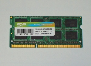 ◆SILICON POWER製 PC3L-12800 (DDR3L-1600) 204pin 8GB 完動品 即決！★送料120円！