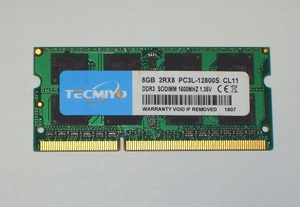 ◆TECMIYO製 PC3L-12800 (DDR3L-1600) 204pin 8GB 完動品 即決！★送料120円！