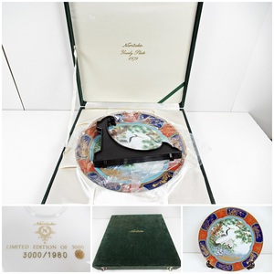 ◆[A3]ノリタケ NORITAKE　『鶴』　金彩　箱付き　1979年 記念額皿　LIMITED EDITION OF 3000/1980　直径/約35.5cm　現状品