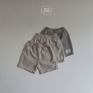 【minirobe】Joy stripe pants (ブラック90㎝)