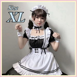 フルセット XL メイド服 コスプレ ゴスロリ ハロウィン ロリ フリフリ フリル エロ可愛い ニーハイソックス コスチューム