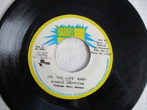 MARCIA GRIFFITHS 7！IT'S TOO LATE BABY, CAROLE KING, JA 7インチ EP 45