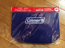 新品・未使用・未開封 ★Coca-Cola × Coleman フェルトトート（ブルー）★便利なジャストサイズ　トートバッグ ★コカコーラ コールマン_画像1