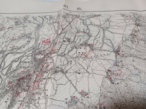 長岡　新潟県　古地図 　地形図　地図　資料　46×57cm（書き込み多し表裏）明治44年測量　昭和2年印刷　発行　B2401