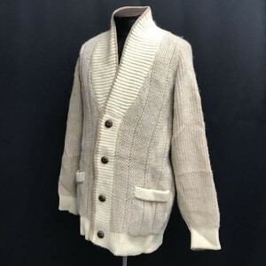 90s?/Vintage★ZASTON/fukaki/深喜★ウール/ショールカラー/カーディガン【メンズL/ベージュ系/beige】くるみボタン/cardigan◆pBH500