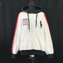 RALPH LAUREN★2018冬季オリンピック　USA代表/プルオーバーパーカー【Mens size -M/白×紺/white×navy】Tops/Parker◆BH61_画像1