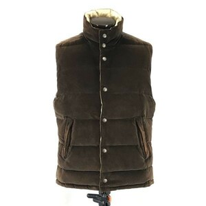 聖林公司★ブルーブルー/BLUE BLUE★ベロア地/ダウンベスト【Mens size -L/茶/BROWN】ハリウッドランチマーケット/down vest◆pBH269