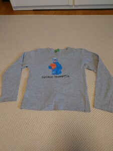 セサミストリート　SESAMESTREETクッキーモンスター長袖Tシャツ グレーレディースM