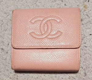 シャネル　CHANEL　キャビア　ダブルホック財布 ココマーク ピンク系 可愛い キャビアスキン 小銭入れ有り ウォレット　傷が付きにくいです
