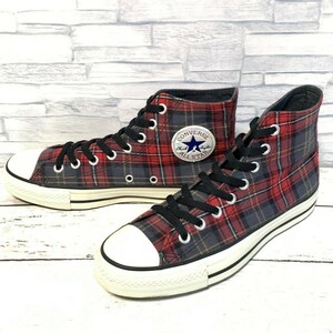 R5256bE CONVERSE コンバース ハイカットスニーカー レディース サイズ25.5cm レッド×グレー D-CHECK HI ディーチェックハイ 1C904