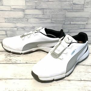 R5196bh【PUMA プーマ】スパイクシューズ ホワイト 白 メンズ 28cm DISC FUSION GOLF フュージョン ディスク 192226-01 ゴルフシューズ 