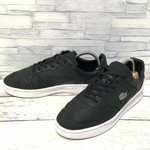 R5145bh【LACOSTE ラコステ】ローカット スニーカー USA7 24cm位 レディース ブラック PERF-SHOT 0722 1 SF レザーシューズ 靴