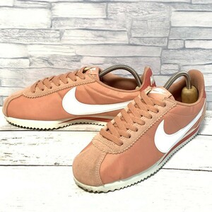 R5277bE NIKE ナイキ スニーカー サーモンピンク レディース 24cm CLASSIC CORTEZ NYLON クラッシックコルテッツナイロン 749864-611