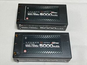 【中古】HiTEC XPOWER R-SPEC 5000mAh/7.4V 100C/200C ２個セット