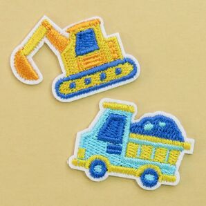 のりもの 刺繍 アイロン ワッペン アップリケ トラック ショベルカー 2405 アレンジ 手芸用品 パッチ patch 工事