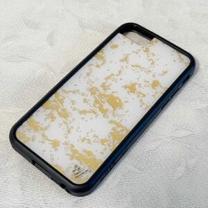 iPhoneケース iPhone6/7/8用 ホワイト×ゴールド