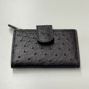  Mini кошелек чехол для ключей Ostrich черный кошелек для мелочи . складной новый товар не использовался 
